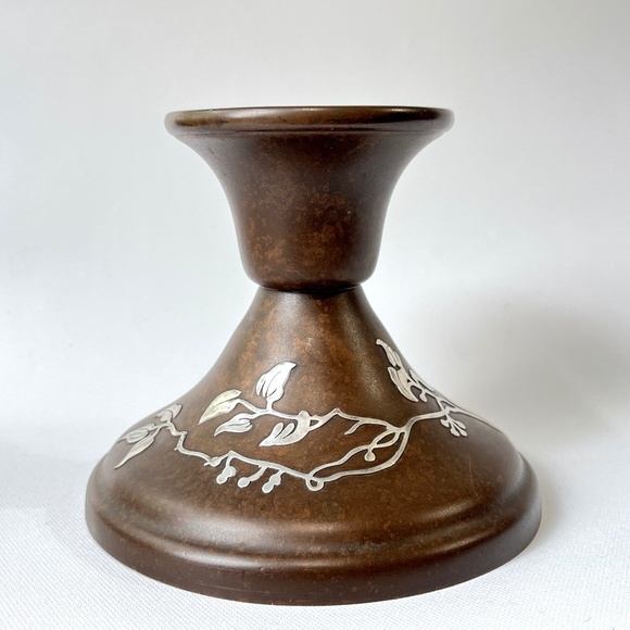 SOLD Antique Bronze Sterling HEINTZ Art Metal Ivy Candleholder Arts & Crafts Era - Picture 1 of 11